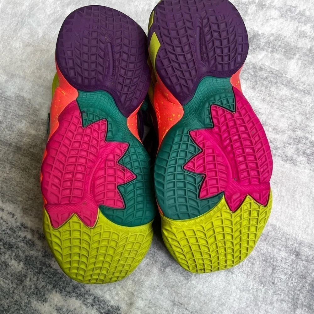 Adidas Kids' Neon Green and Pink Sneakers